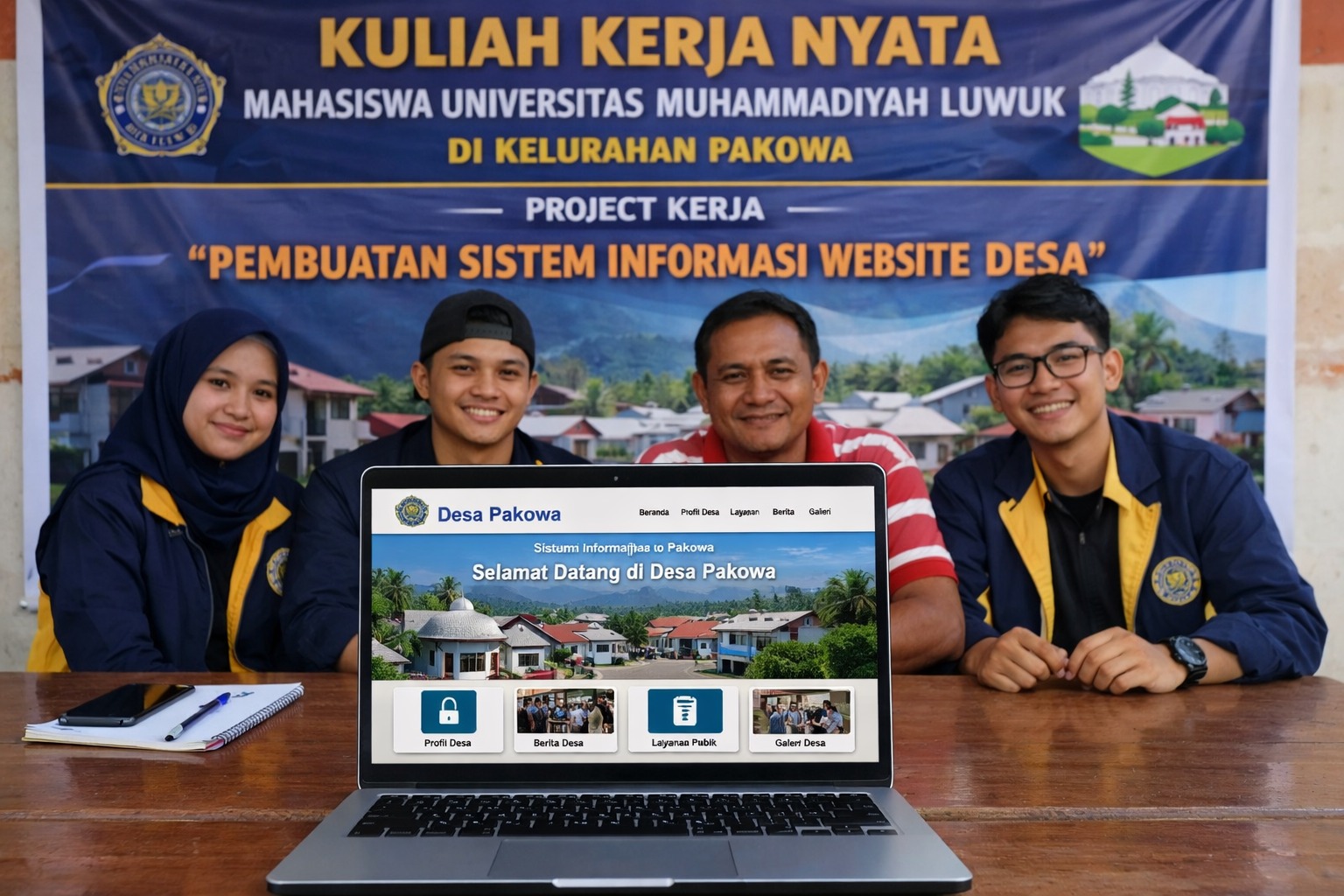 Mahasiswa KKN Universitas Muhammadiyah Luwuk Kembangkan Sistem Informasi Website Kelurahan Pakowa